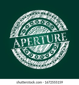 Aperture written with chalkboard texture. Vector Illustration. Detailed.