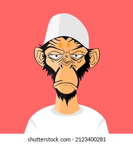 apes dressing white t-shirt bored ape nft illustration vector design