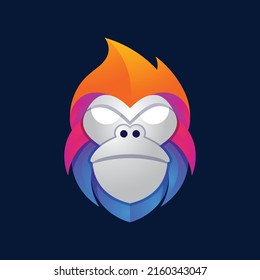 apes monkey head colorful gradient logo vector