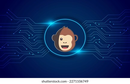 ApeSwap BANANA logo with crypto currency themed circle background design.ApeSwap BANANA  Token  currency vector illustration blockchain technology concept 