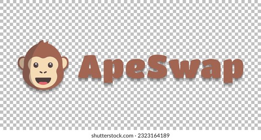 Apeswap cryptocurrency logo worldmark isolated on transparent png background vector