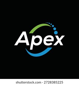 apex logo design, typography text apex graphic vector, circle round symbol icon concept, swoosh concept