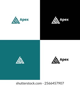 "Apex - A Sleek and Geometric Logo Design Featuring a Bold Triangle Lettermark, Ideal for Modern Branding, Corporate Identities, and Innovative Business Ventures"

