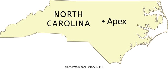 Apex town location on North Carolina map