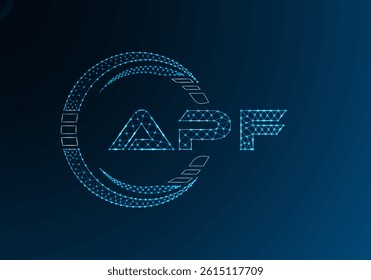 APF low poly letter logo vector design. APF lower poly logo design. 