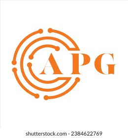 Diseño de letras APG.Diseño de logotipo de tecnología de letras APG sobre fondo blanco.Diseño de logotipo APG Monograma para emprendedores y empresas.