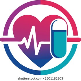 A-pharmacy-logo-with-heartbeat Arte vectorial ilustración de archivo EPS