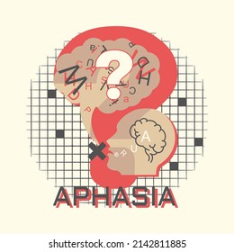 Aphasia Language Disorder Concept. Flat Style Illustration. 