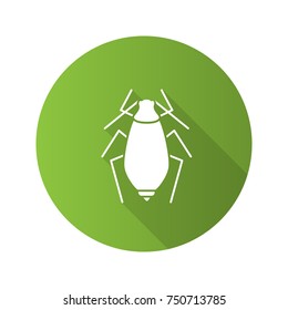 Aphid flat design long shadow glyph icons set. Insect pest. Plant lice. Vector silhouette illustration
