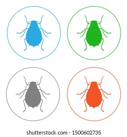 Aphid or greenfly. Icon set. Vector.