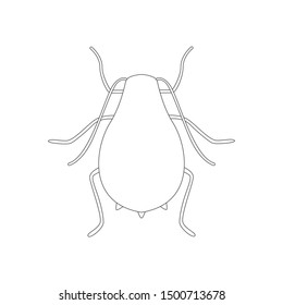 Aphid or greenfly. Outline. Vector icon.