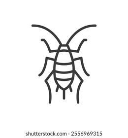 Aphid, icon in line design. Aphid, insect, pest, bug, plant, tiny, colony on white background vector. Aphid, editable stroke icon