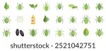 Aphid icons set in flat style isolated on a white background for apps and websites