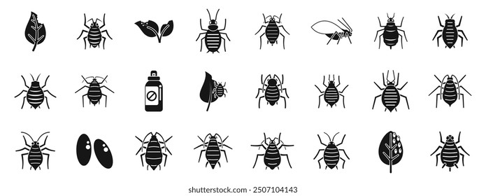 Aphid icons set. Aphid icons set. Simple set of aphid vector icons for web design on white background