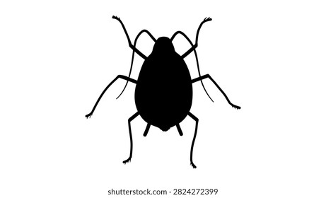 aphid top view, black isolated vector silhouette