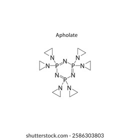 Apholate skeletal structure.Alkylating agent compound schematic illustration. Simple diagram, chemical formula.