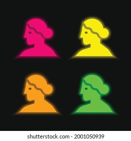 Aphrodite four color glowing neon vector icon