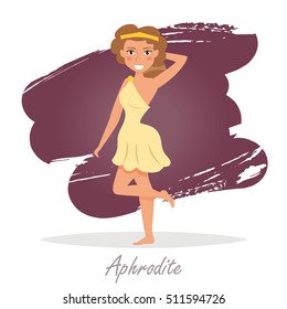 Aphrodite. Greek gods. Vector illustration. Cartoon character. Isolated. Flat. Mythology.