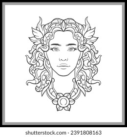 Aphrodite head mandala arts isolated on black background