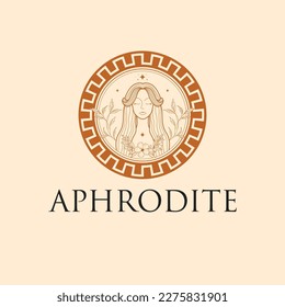 Aphrodite Logo designe. Ancient godess emblem. Luxury logo for beauty industry.