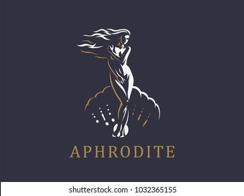 Aphrodite Or Venus. Vector Emblem.