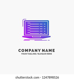 Api, app, coding, developer, laptop Purple Business Logo Template. Place for Tagline.