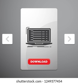 Api, app, coding, developer, laptop Glyph Icon in Carousal Pagination Slider Design & Red Download Button