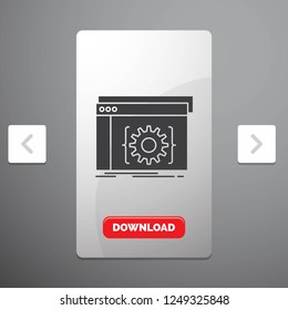 Api, app, coding, developer, software Glyph Icon in Carousal Pagination Slider Design & Red Download Button