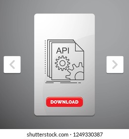 Api, app, coding, developer, software Line Icon in Carousal Pagination Slider Design & Red Download Button