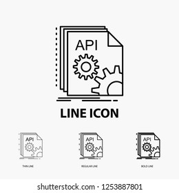 Api, app, coding, developer, software Icon in Thin, Regular and Bold Line Style. Vector illustration