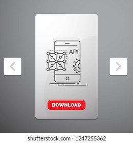 Api, Application, coding, Development, Mobile Line Icon in Carousal Pagination Slider Design & Red Download Button