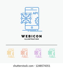 Api, Application, coding, Development, Mobile 5 Color Line Web Icon Template isolated on white. Vector illustration