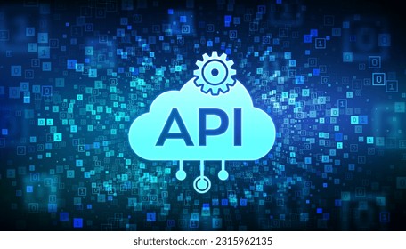 API. Application Programming Interface icon. Software development tool, information technology and business concept. Binary data flow tunnel. Digital code with digits 1.0. Vector Illustration. svg