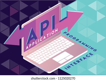 API Application Programming Interface Isometric Vector Illustration