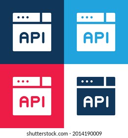 Api blue and red four color minimal icon set
