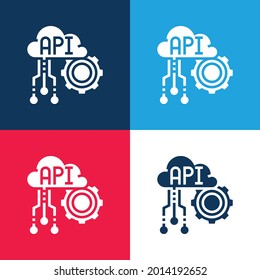 Api blue and red four color minimal icon set