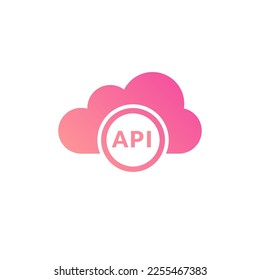 Api cloud integration icon data process. Flat vector web api cloud system pictogram