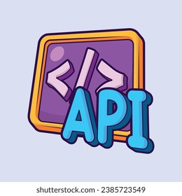 API Code Symbol Flat Design Vector Illustration