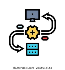 api connection big data color icon vector. api connection big data sign. isolated symbol illustration