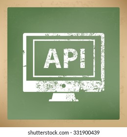 
API design on old paper background, vector