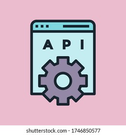 API. Digital marketing concept illustration, flat design linear style banner. Usage for e-mail newsletters, headers, blog posts, print and more. Vector