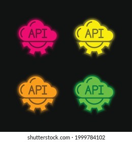 Icono vectorial de neón brillante de cuatro colores Api