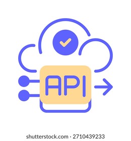 Icono de línea de la puerta de enlace API, símbolo de esquema para el acceso a la interfaz, puente de conexión, enrutamiento de solicitudes, administración de extremos e intercambio de datos. Icono de signo de Vector.