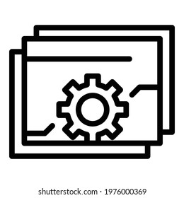 Api gear web icon. Outline Api gear web vector icon for web design isolated on white background