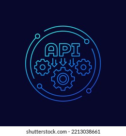 API icon for apps and web, linear design