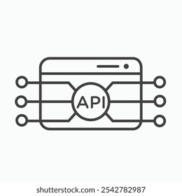 API icon in black and white outlined stroke