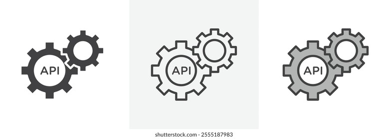 API icon collection in black and colored style.