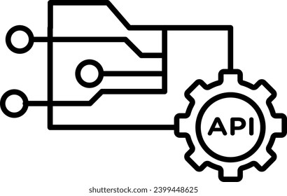 Api icon. computer codding development or Application programming interface api vector. mobile application or software programming scrip code symbol. app api integration line logo