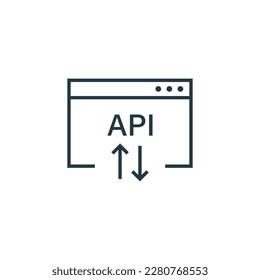 API icon in flat style. Software integration vector illustration on isolated background. Algorithm programming sign business concept.