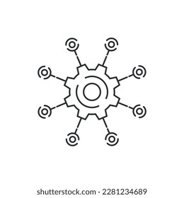 API icon in flat style. Software integration vector illustration on isolated background. Algorithm programming sign business concept.